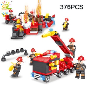 LEGO 376pcs 8in1 Fire truck Firefighter City rescue Helicopter