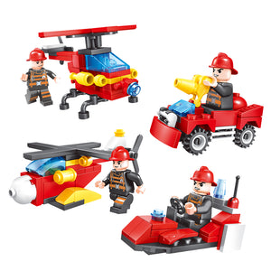 LEGO 376pcs 8in1 Fire truck Firefighter City rescue Helicopter