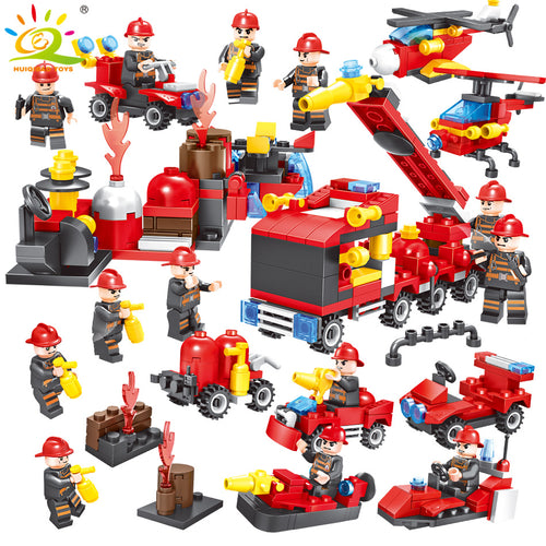 LEGO 376pcs 8in1 Fire truck Firefighter City rescue Helicopter