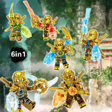 lego 6 IN 1 Gold Ninjago Figures Weapon Model