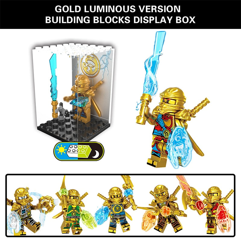 lego 6 IN 1 Gold Ninjago Figures Weapon Model