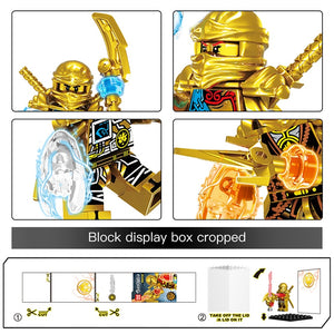 lego 6 IN 1 Gold Ninjago Figures Weapon Model