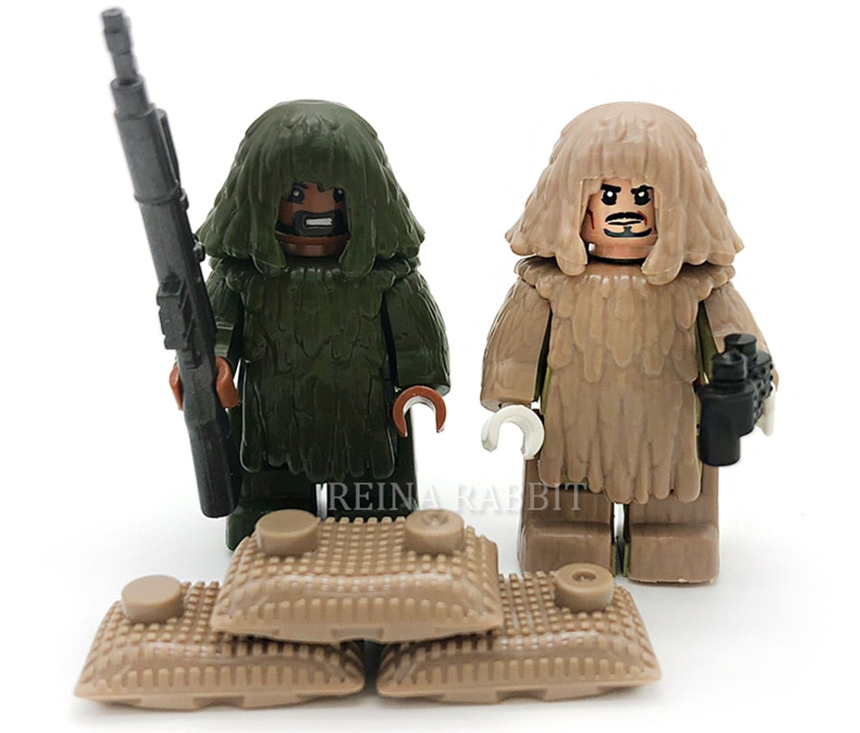 LEGO Military PUBG Sniper Guns Ghillie Suits Camouflage Clothes Parts  Army ww2 German Soldiers