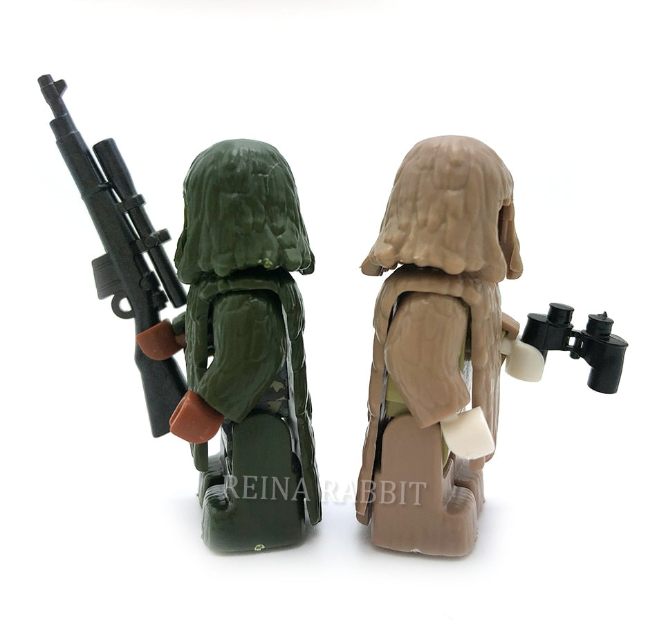 LEGO Military PUBG Sniper Guns Ghillie Suits Camouflage Clothes Parts  Army ww2 German Soldiers