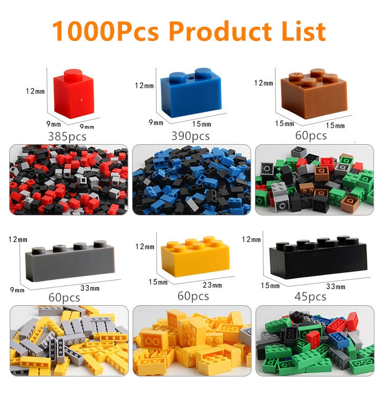 1000Pcs City Building Blocks Sets LEGO DIY Creative Bricks Friends Creator Parts