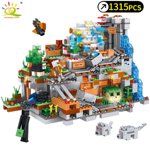 LEGO 1315pcs My World Mechanism Cave Building Blocks Minecrafted Aminal Alex