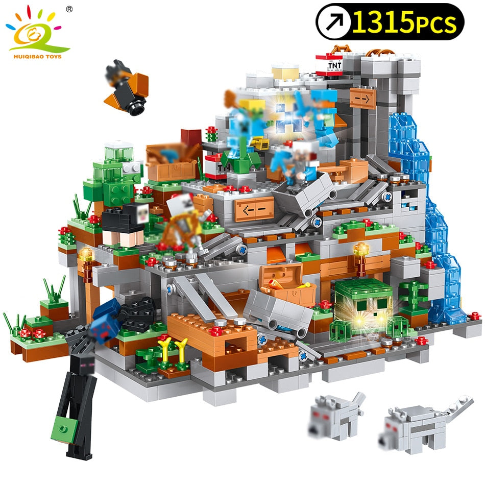 LEGO 1315pcs My World Mechanism Cave Building Blocks Minecrafted Aminal Alex