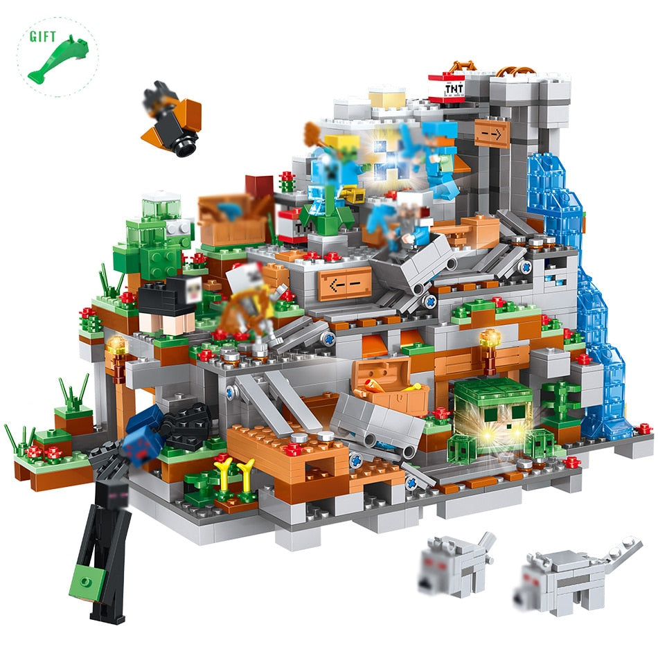 LEGO 1315pcs My World Mechanism Cave Building Blocks Minecrafted Aminal Alex