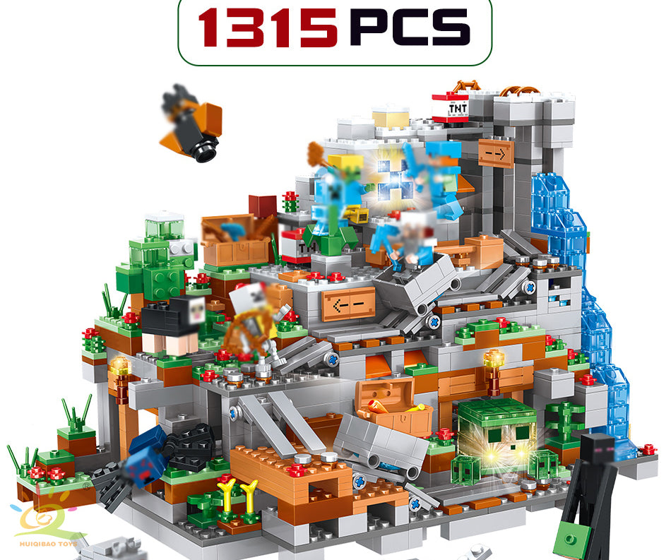 LEGO 1315pcs My World Mechanism Cave Building Blocks Minecrafted Aminal Alex