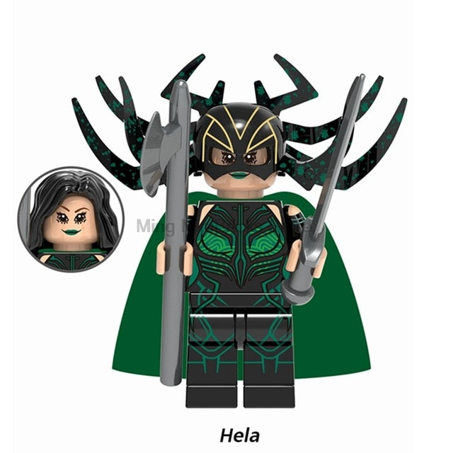 LEGO Super Hero Marvel Hela Valkyrie Thor Figures Set Ragnarok Loki Building Blocks Toys For Children infinity war Avengers