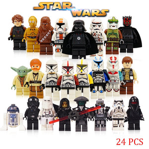 LEGO 24pcs/lot Building Blocks lEGOED Starwars Han Solo Anakin Darth Vader Yoda BB8 Toys Kids Action Figure Star Wars Force Awakens