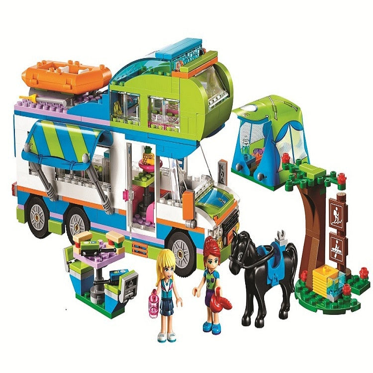 LEGO 546Pcs friends 41339 girl Mia's Camper Van model toy girl DIY Brick fidget spinner birthday gift