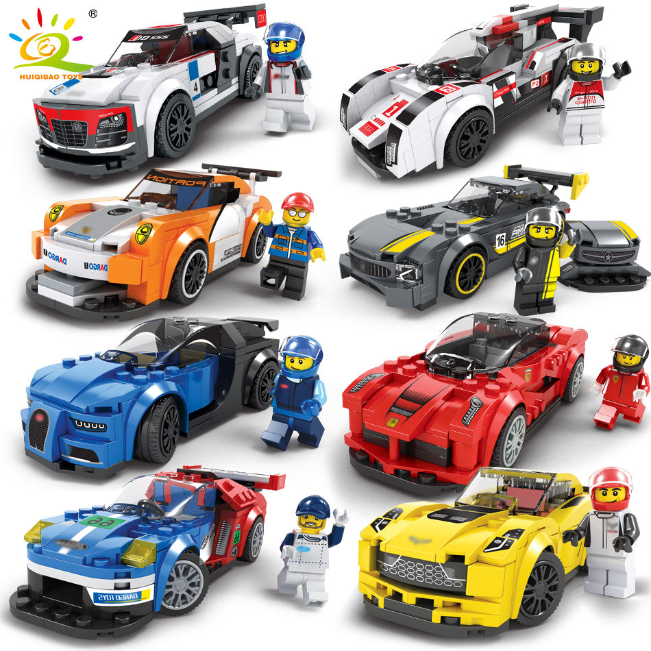 Roadster Racing Car Speed Champions Car Building Blocks Compatible Legos Technic City Figures Enlighten Bricks Toys For Children