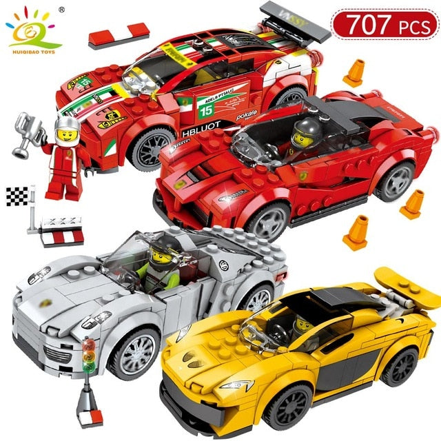 Roadster Racing Car Speed Champions Car Building Blocks Compatible Legos Technic City Figures Enlighten Bricks Toys For Children