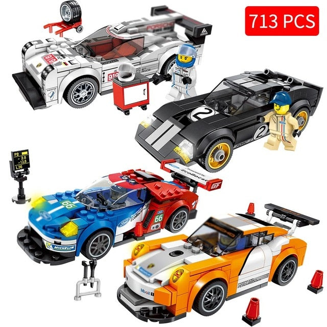 Roadster Racing Car Speed Champions Car Building Blocks Compatible Legos Technic City Figures Enlighten Bricks Toys For Children