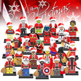 LEGO 24Pcs/lot Christmas Grinch Figures Santa Claus Yoda Joker Starwars Darth Harley Marvel Granny Brick Toys