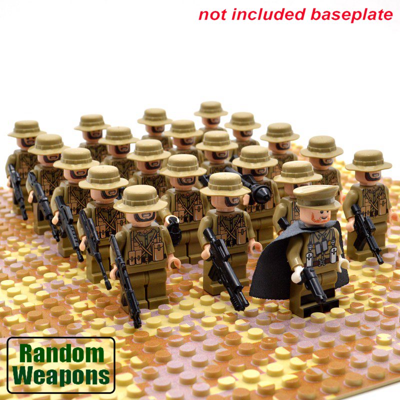 LEGO 21PCs/set WW2 Army Military Building Blocks German France Italy Japan Britain China Small Soldier Officer Weapons