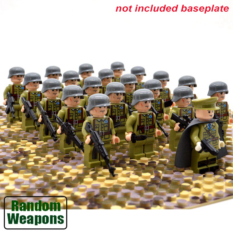 LEGO 21PCs/set WW2 Army Military Building Blocks German France Italy Japan Britain China Small Soldier Officer Weapons