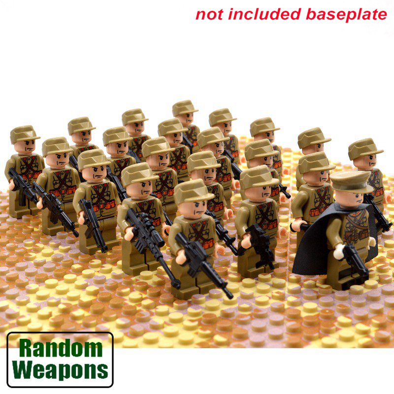 LEGO 21PCs/set WW2 Army Military Building Blocks German France Italy Japan Britain China Small Soldier Officer Weapons