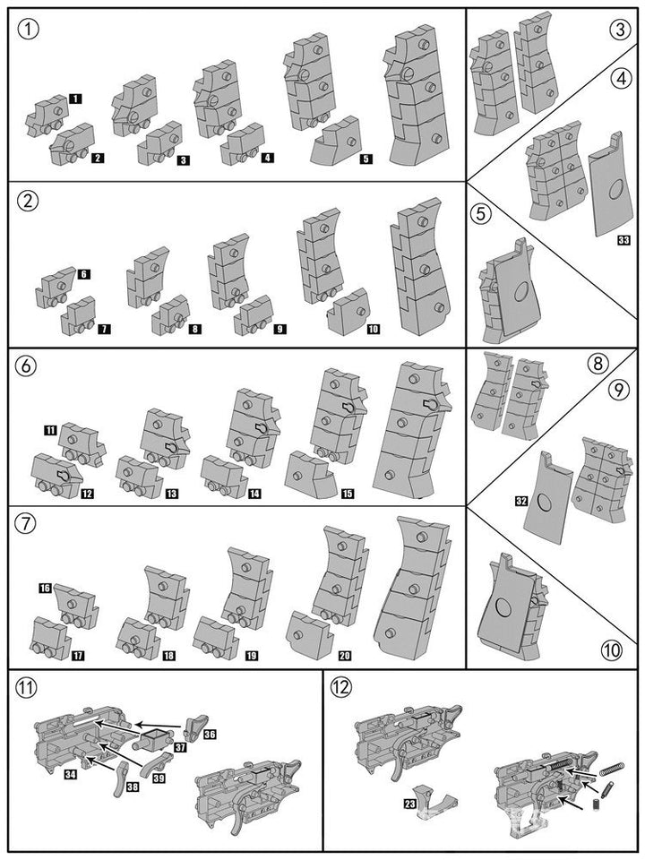 DIY Building Blocks Toy Gun Beretta and Gunsight Assembly Toy Puzzle Model Can Fire Bullets