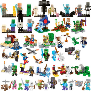 Minecraft My World Zombie Steve Enderman Action Figures Building Block Compatible Legoing Weapon Toys Kid