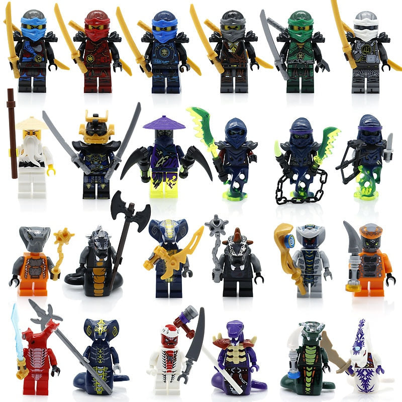 LEGO 24pcs/lot NINJA Heroes Kai Jay Cole Zane Nya Lloyd With Weapons Action Toy Figure Blocks