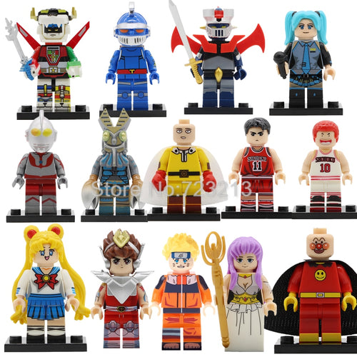 LEGO JP Anime Naruto Hatsune Miku Figure Mazinger Z Set Doraemon Catoon Building Blocks Model Kits Bricks Toy