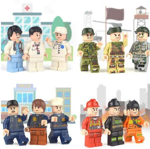 LEGO 12pcs/lot Model building block Military City Worker action figures toys set baby educational learning toys