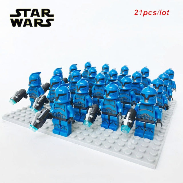 21pcs/lot STAR WARS Wolfpack Clone Trooper Commander Fox Clone Trooper Captain Rex compatible legoe Mini toy fig building block