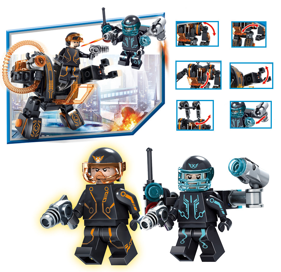 LEGO 4sets/lot Police City War X-Agents Armor Car Model Mech Robot