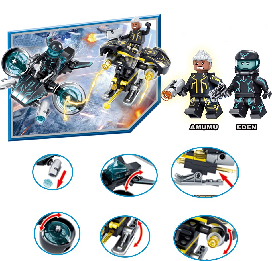 LEGO 4sets/lot Police City War X-Agents Armor Car Model Mech Robot