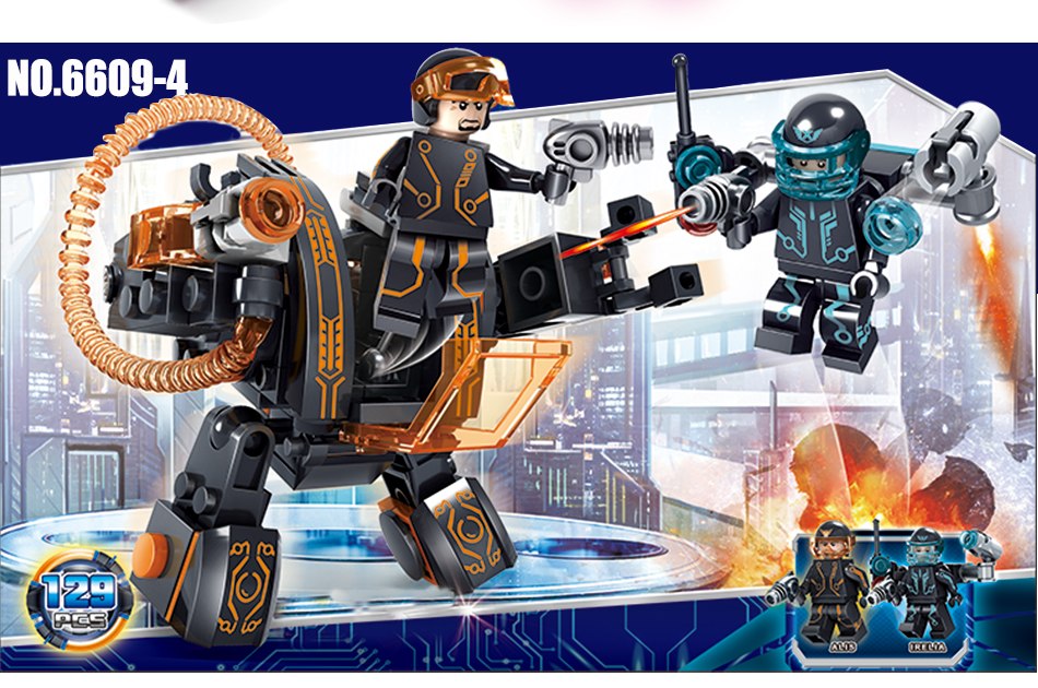 LEGO 4sets/lot Police City War X-Agents Armor Car Model Mech Robot