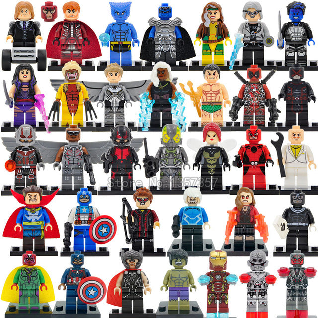 34pcs/lot Super Heroes Figure Set 200+ DC Superman Avengers Justice League X-men Building Blocks Set Batman Thor Toys