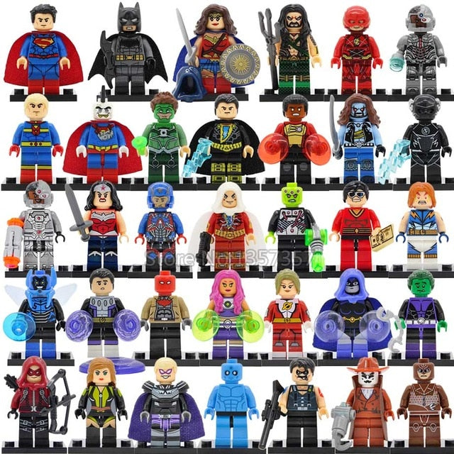 34pcs/lot Super Heroes Figure Set 200+ DC Superman Avengers Justice League X-men Building Blocks Set Batman Thor Toys