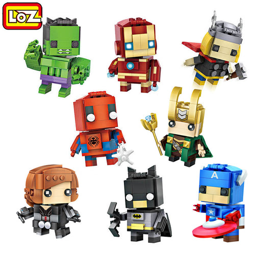 8sets/lot LOZ Mini Block Building Blocks Captain America Thor Ant Man Iron Man Hulk Brick Headz LOZ