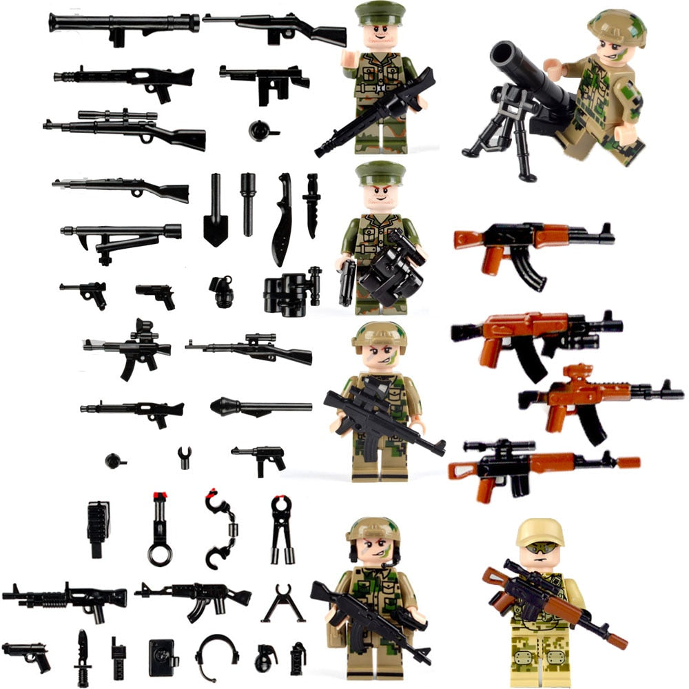 LEGO Weapon Pack MOC Guns Military Swat Team Building Blocks City Policed Soldiers WW2