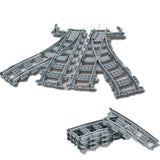 LEGO City Trains Parts Flexible Track Rail Crossing Straight Curved Rails Building Blocks Sets Kids Bricks Toys