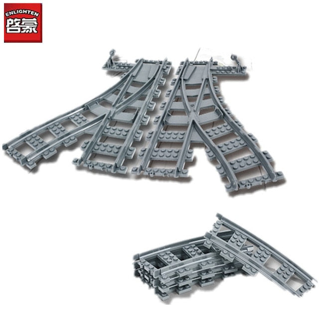 LEGO City Trains Parts Flexible Track Rail Crossing Straight Curved Rails Building Blocks Sets Kids Bricks Toys