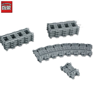 LEGO City Trains Parts Flexible Track Rail Crossing Straight Curved Rails Building Blocks Sets Kids Bricks Toys