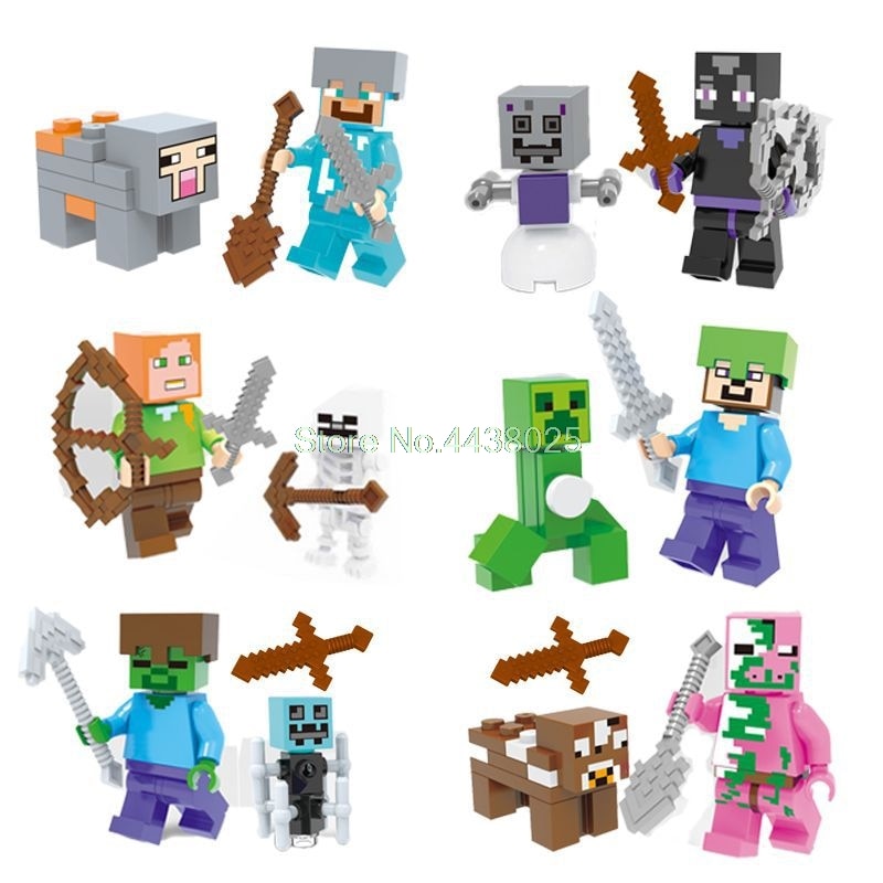 Minecraft My World Steve Alex Reuben Zombie Action Figures Building Blocks Educational Toys For Kids Minecrafts