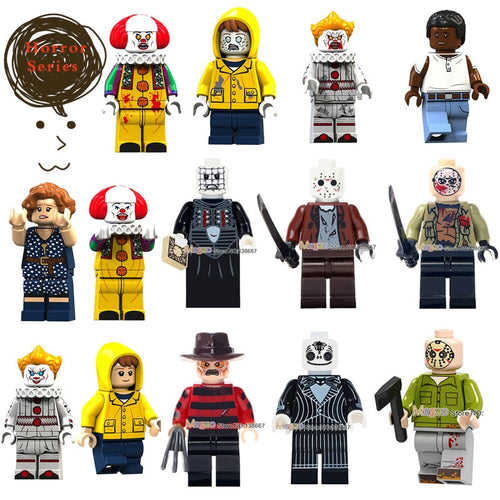 LEGO Horror Figure Halloween Zombie Freddy jason voorhees Texas Chainsaw Horror Jack Skellington pinhead building block toys