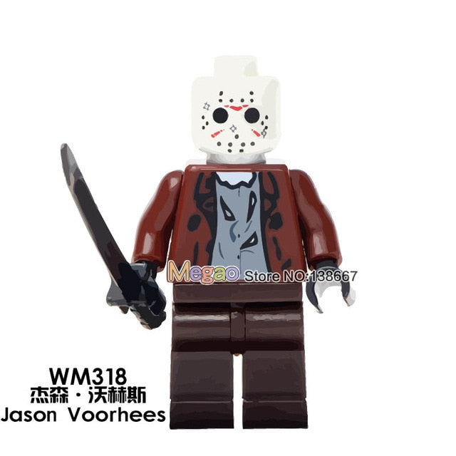 LEGO Horror Figure Halloween Zombie Freddy jason voorhees Texas Chainsaw Horror Jack Skellington pinhead building block toys